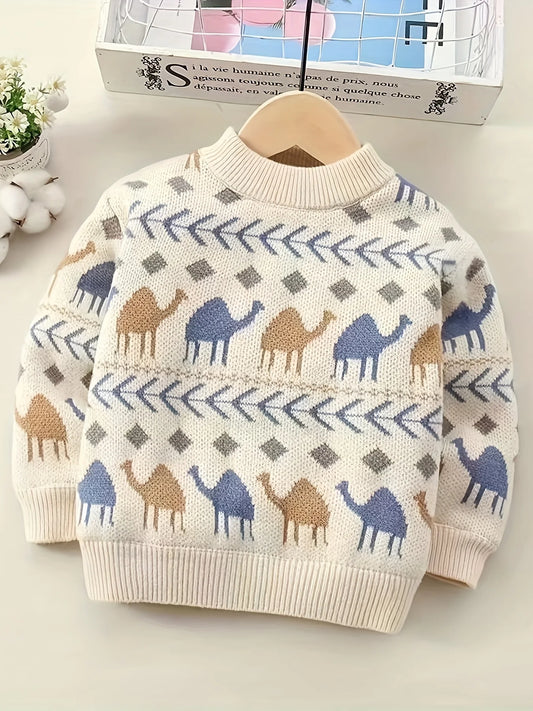 Boys Fleece-Lined Knit Sweater | Toddler Winter Pullover | Base Layer Shirt